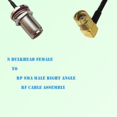 N Bulkhead Female to RP SMA Male Right Angle RF Cable Assembly N Bulkhead Female to RP SMA Male Right Angle RF Cable Assembly