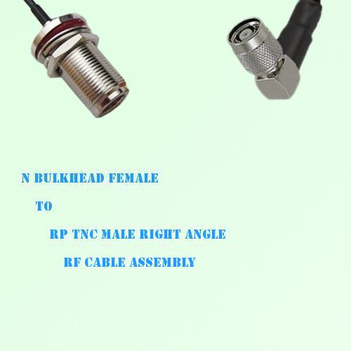N Bulkhead Female to RP TNC Male Right Angle RF Cable Assembly