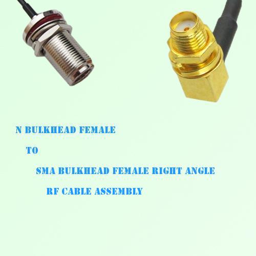 N Bulkhead Female to SMA Bulkhead Female Right Angle RF Cable Assembly