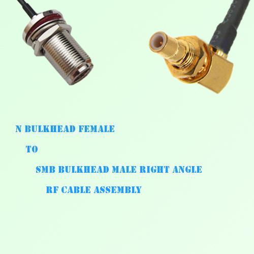 N Bulkhead Female to SMB Bulkhead Male Right Angle RF Cable Assembly