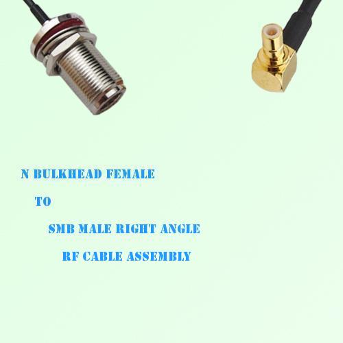 N Bulkhead Female to SMB Male Right Angle RF Cable Assembly N Bulkhead Female to SMB Male Right Angle RF Cable Assembly