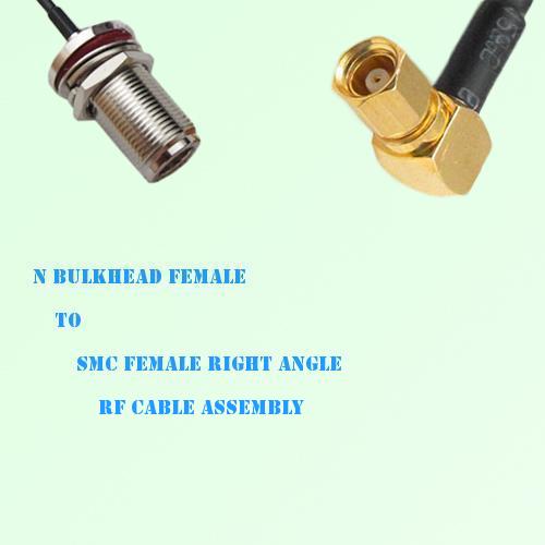 N Bulkhead Female to SMC Female Right Angle RF Cable Assembly N Bulkhead Female to SMC Female Right Angle RF Cable Assembly