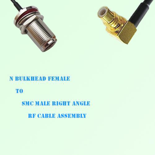 N Bulkhead Female to SMC Male Right Angle RF Cable Assembly N Bulkhead Female to SMC Male Right Angle RF Cable Assembly
