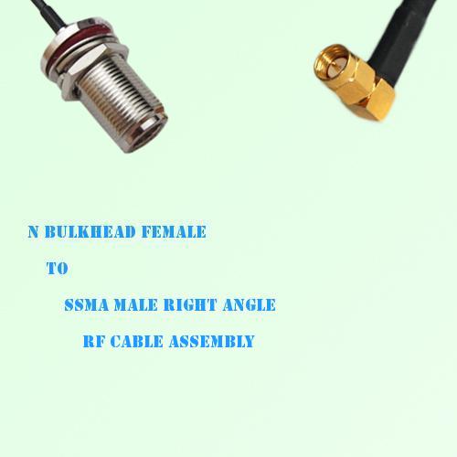 N Bulkhead Female to SSMA Male Right Angle RF Cable Assembly N Bulkhead Female to SSMA Male Right Angle RF Cable Assembly
