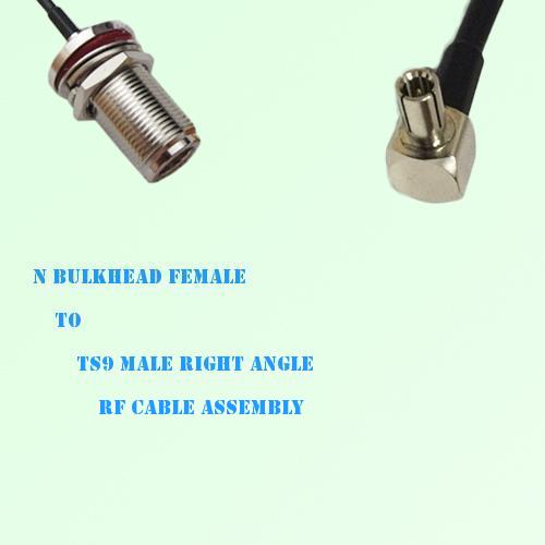 N Bulkhead Female to TS9 Male Right Angle RF Cable Assembly