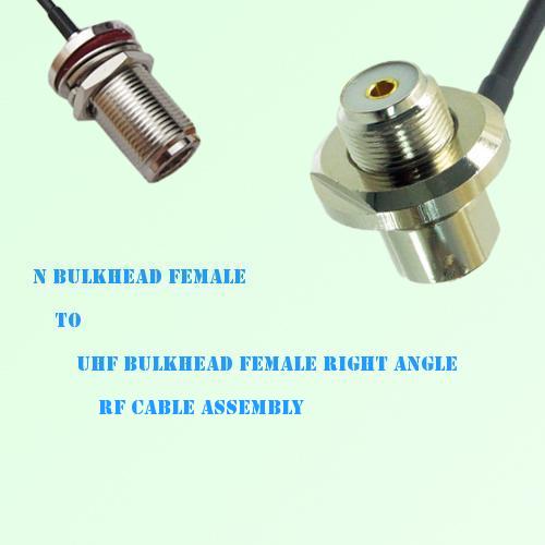 N Bulkhead Female to UHF Bulkhead Female Right Angle RF Cable Assembly