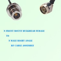 N Front Mount Bulkhead Female to N Male Right Angle RF Cable Assembly