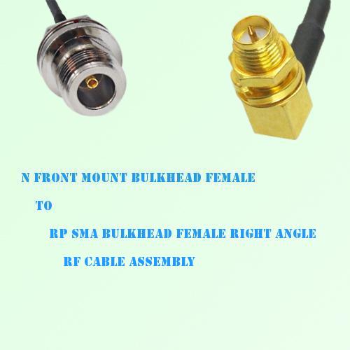 N Front Mount Bulkhead Female to RP SMA Bulkhead Female R/A RF Cable