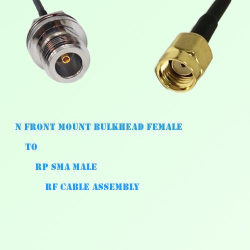 N Front Mount Bulkhead Female to RP SMA Male RF Cable Assembly