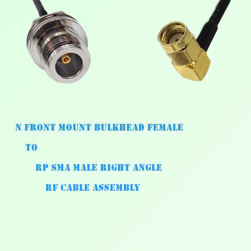 N Front Mount Bulkhead Female to RP SMA Male R/A RF Cable Assembly