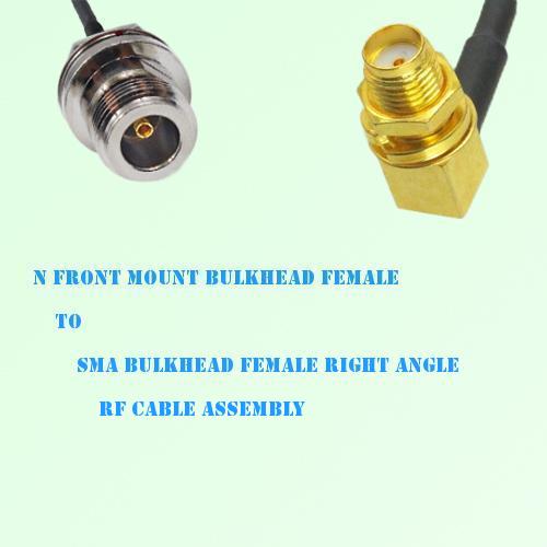 N Front Mount Bulkhead Female to SMA Bulkhead Female R/A RF Cable