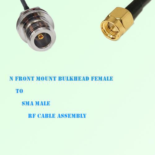 N Front Mount Bulkhead Female to SMA Male RF Cable Assembly