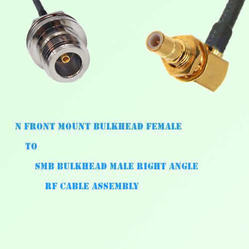 N Front Mount Bulkhead Female to SMB Bulkhead Male R/A RF Cable