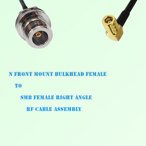 N Front Mount Bulkhead Female to SMB Female R/A RF Cable Assembly