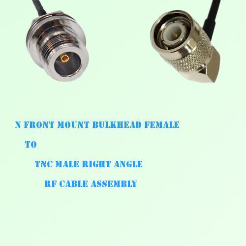 N Front Mount Bulkhead Female to TNC Male R/A RF Cable Assembly