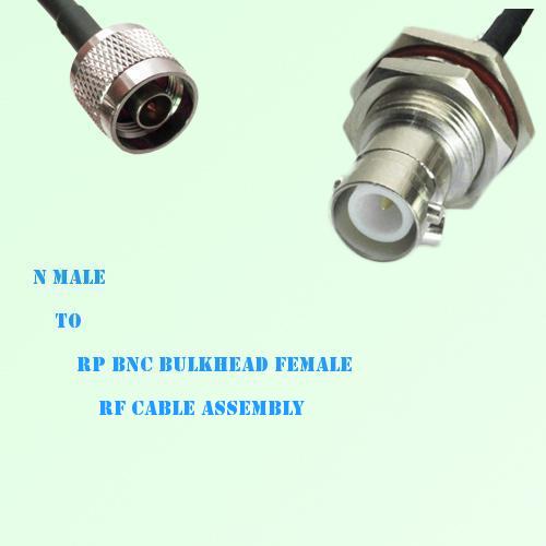 N Male to RP BNC Bulkhead Female RF Cable Assembly