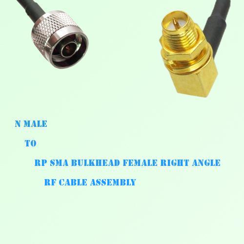N Male to RP SMA Bulkhead Female Right Angle RF Cable Assembly N Male to RP SMA Bulkhead Female Right Angle RF Cable Assembly