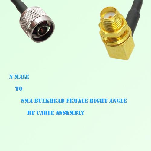 N Male to SMA Bulkhead Female Right Angle RF Cable Assembly