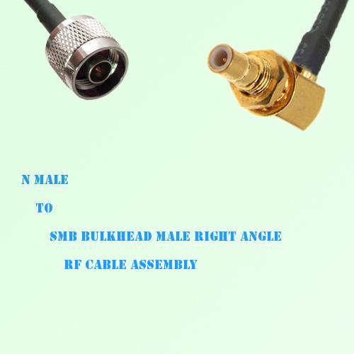 N Male to SMB Bulkhead Male Right Angle RF Cable Assembly