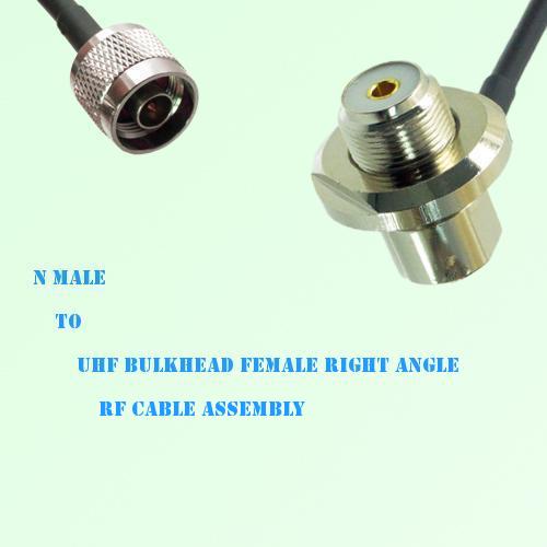 N Male to UHF Bulkhead Female Right Angle RF Cable Assembly
