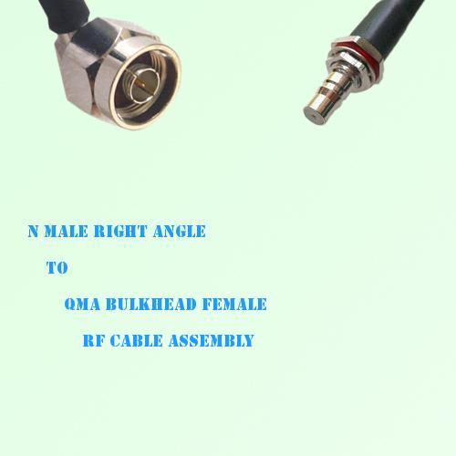 N Male Right Angle to QMA Bulkhead Female RF Cable Assembly