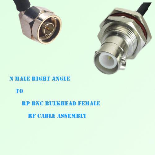 N Male Right Angle to RP BNC Bulkhead Female RF Cable Assembly
