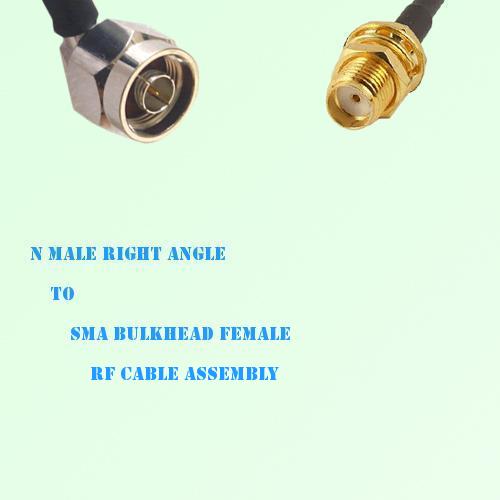 N Male Right Angle to SMA Bulkhead Female RF Cable Assembly