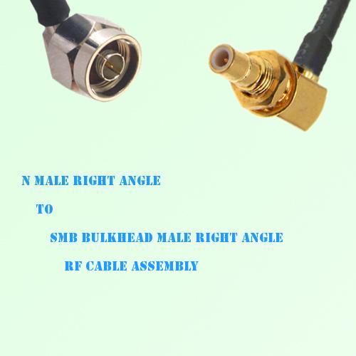 N Male Right Angle to SMB Bulkhead Male Right Angle RF Cable Assembly