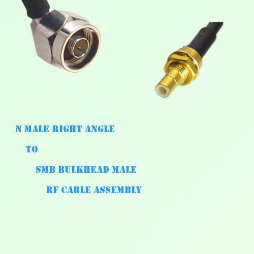 N Male Right Angle to SMB Bulkhead Male RF Cable Assembly