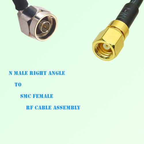 N Male Right Angle to SMC Female RF Cable Assembly N Male Right Angle to SMC Female RF Cable Assembly