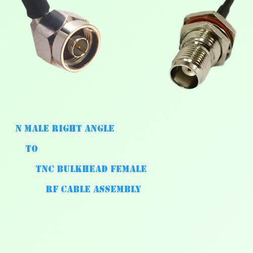 N Male Right Angle to TNC Bulkhead Female RF Cable Assembly