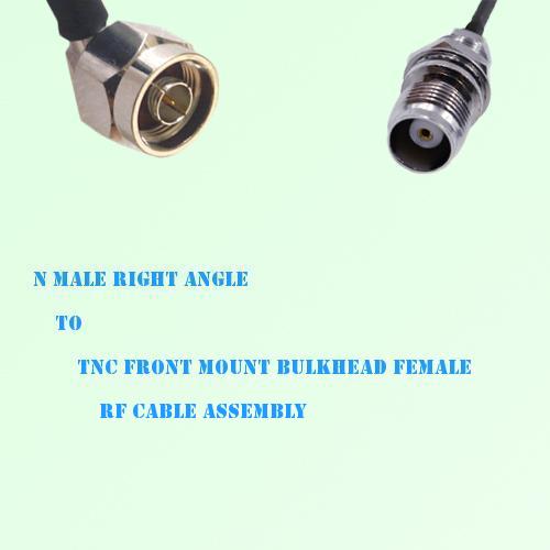 N Male R/A to TNC Front Mount Bulkhead Female RF Cable Assembly