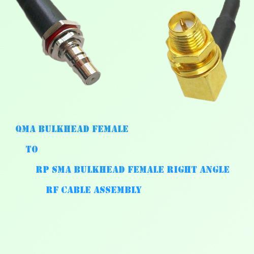QMA Bulkhead Female to RP SMA Bulkhead Female R/A RF Cable Assembly