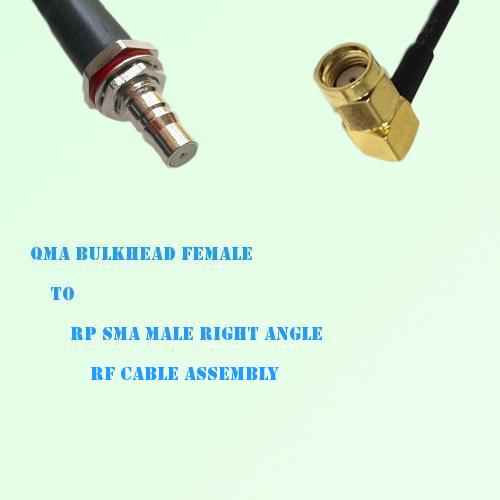 QMA Bulkhead Female to RP SMA Male Right Angle RF Cable Assembly QMA Bulkhead Female to RP SMA Male Right Angle RF Cable Assembly
