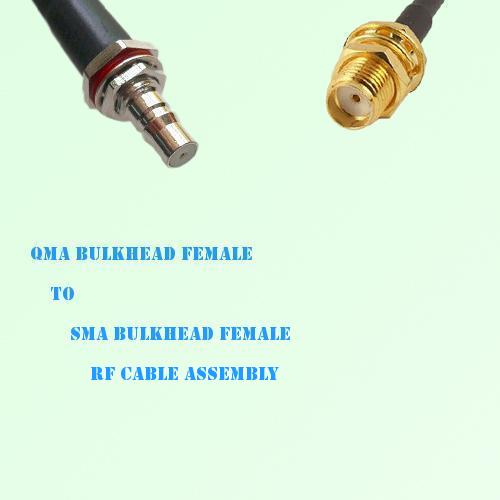 QMA Bulkhead Female to SMA Bulkhead Female RF Cable Assembly
