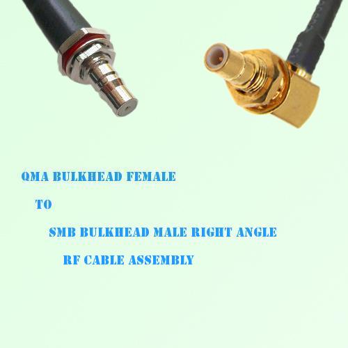 QMA Bulkhead Female to SMB Bulkhead Male Right Angle RF Cable Assembly