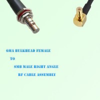 QMA Bulkhead Female to SMB Male Right Angle RF Cable Assembly QMA Bulkhead Female to SMB Male Right Angle RF Cable Assembly