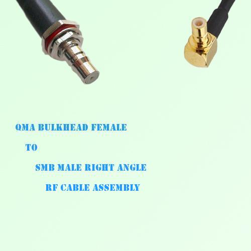 QMA Bulkhead Female to SMB Male Right Angle RF Cable Assembly QMA Bulkhead Female to SMB Male Right Angle RF Cable Assembly