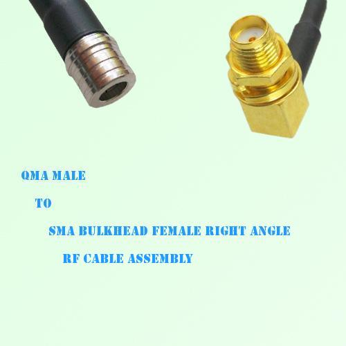QMA Male to SMA Bulkhead Female Right Angle RF Cable Assembly QMA Male to SMA Bulkhead Female Right Angle RF Cable Assembly