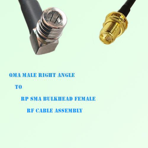 QMA Male Right Angle to RP SMA Bulkhead Female RF Cable Assembly QMA Male Right Angle to RP SMA Bulkhead Female RF Cable Assembly