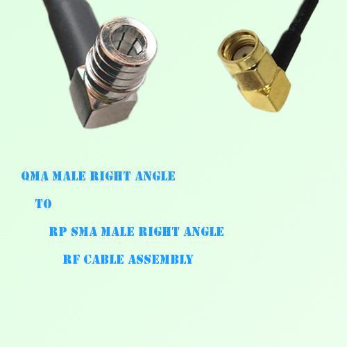 QMA Male Right Angle to RP SMA Male Right Angle RF Cable Assembly