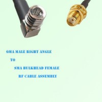 QMA Male Right Angle to SMA Bulkhead Female RF Cable Assembly