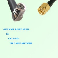 QMA Male Right Angle to SMA Male RF Cable Assembly