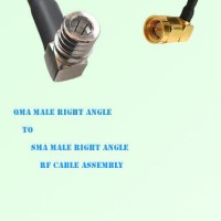 QMA Male Right Angle to SMA Male Right Angle RF Cable Assembly