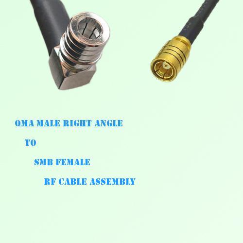 QMA Male Right Angle to SMB Female RF Cable Assembly