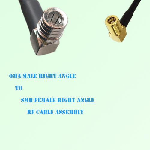 QMA Male Right Angle to SMB Female Right Angle RF Cable Assembly