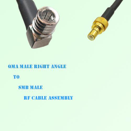 QMA Male Right Angle to SMB Male RF Cable Assembly