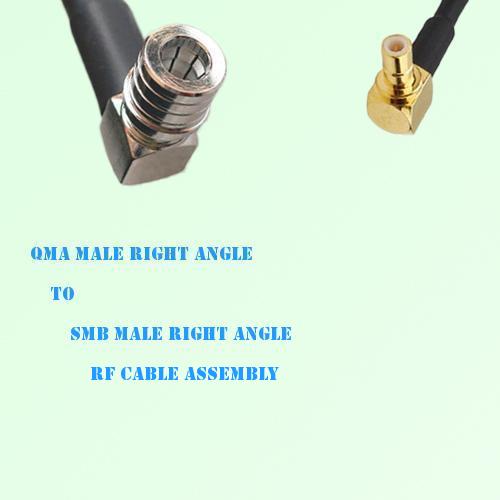 QMA Male Right Angle to SMB Male Right Angle RF Cable Assembly