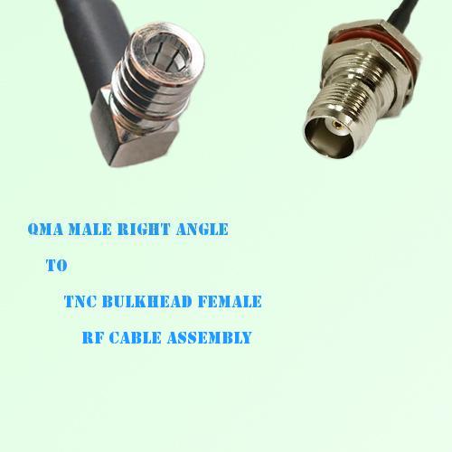 QMA Male Right Angle to TNC Bulkhead Female RF Cable Assembly
