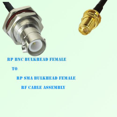 RP BNC Bulkhead Female to RP SMA Bulkhead Female RF Cable Assembly